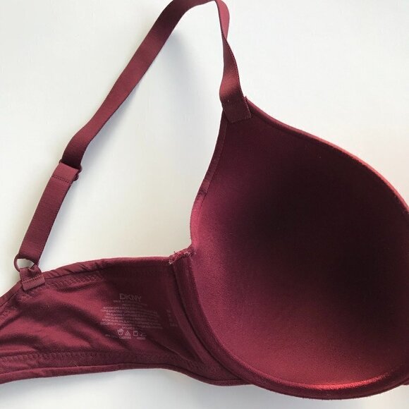 DKNY Burgundy Underwire Bra t-shirt bra microfiber light smooth padded cups, 34D - Picture 10 of 15